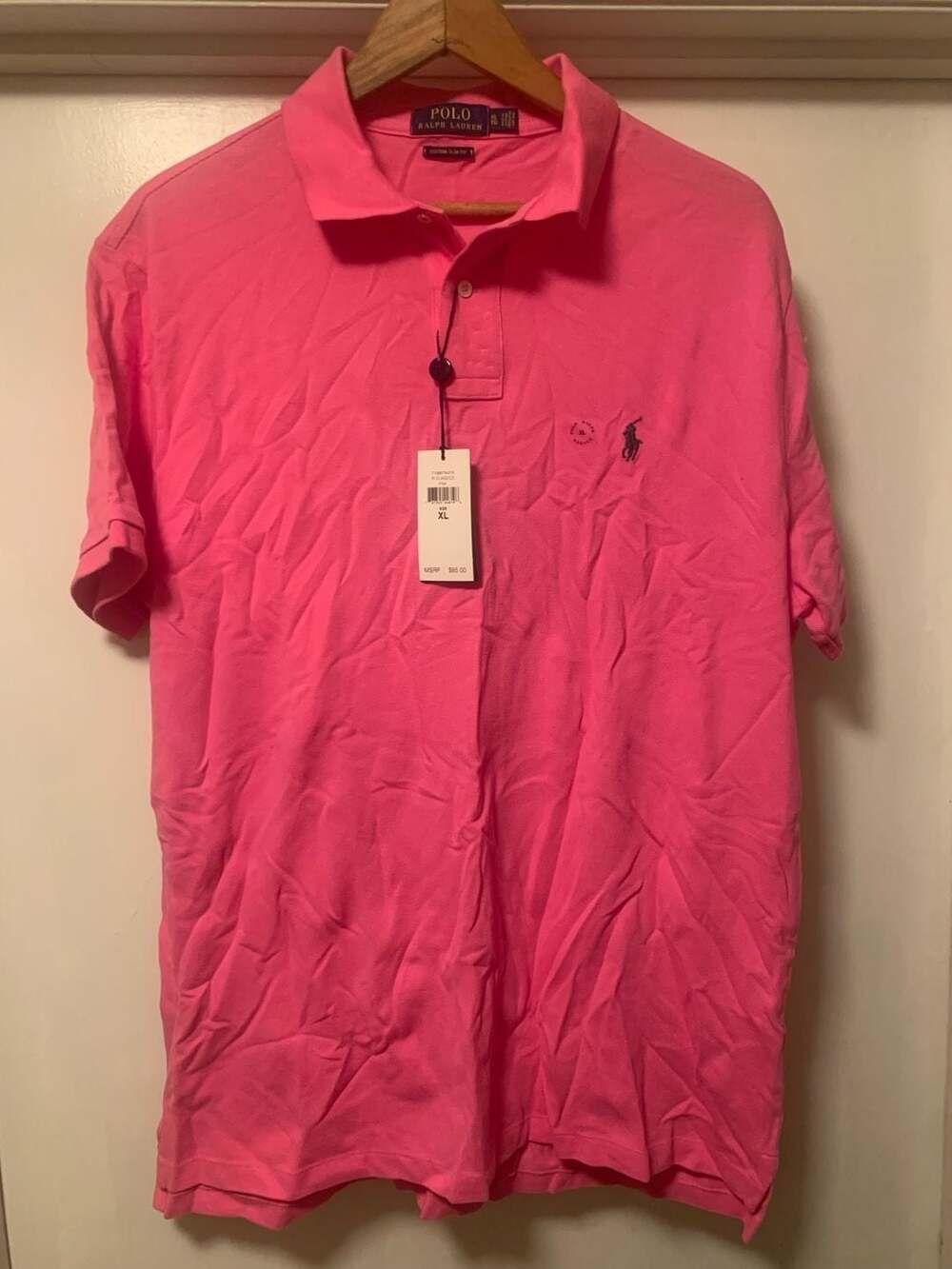 Polo Ralph Lauren Custom Slim Fit Mesh Polo Shirt in Pink/Green NWT